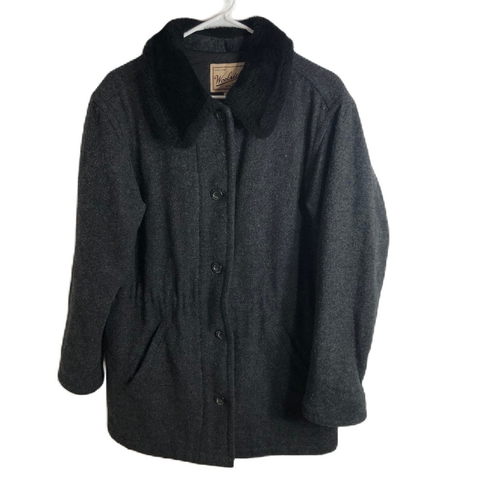 Woolrich Gray Pea Coat Collared Wool Medium Button Down Women’s Jacket